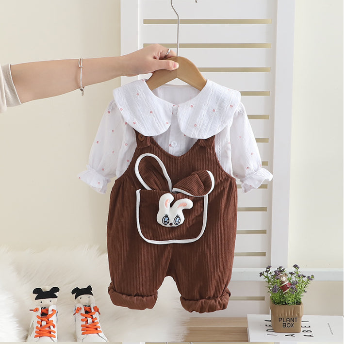 2-Piece Kids Outfit with 3D Bunny Pocket β Pink or Brown (1-5 Years)